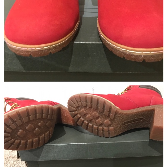 SOLD Womens Glancy Timberland Custom Red Boots - Picture 3 of 5